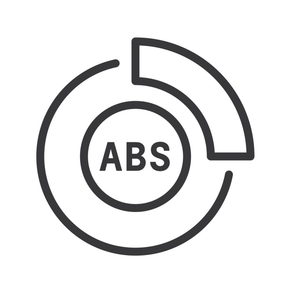 Ícono frenos de disco con ABS en las 4 ruedas, Chevrolet Aveo Hatchback 2025, auto compacto con sistema de seguridad activa 