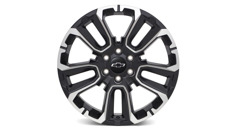 Rin de 22 pulgadas en negro con insertos en aluminio de 5 brazos para tu camioneta Chevrolet Silverado Turbo 2025